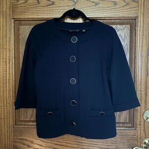 Dialogue Womens Short Navy Jacket - 3/4 Sleeves - Small